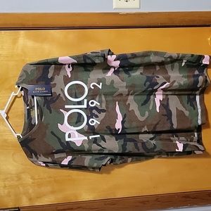 Men's camo/pink Polo t-shirt